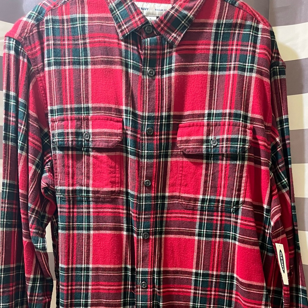 Old Navy Men's Red Plaid Shirt